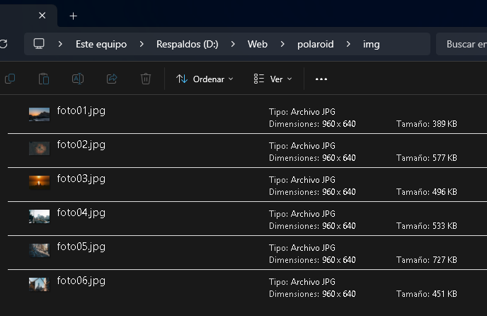 Galería de fotos con efecto polaroid en CSS - Salón de clases