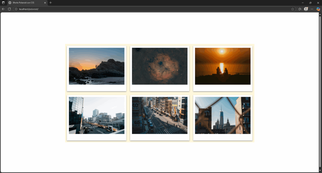Galería de fotos con efecto polaroid en CSS - Salón de clases
