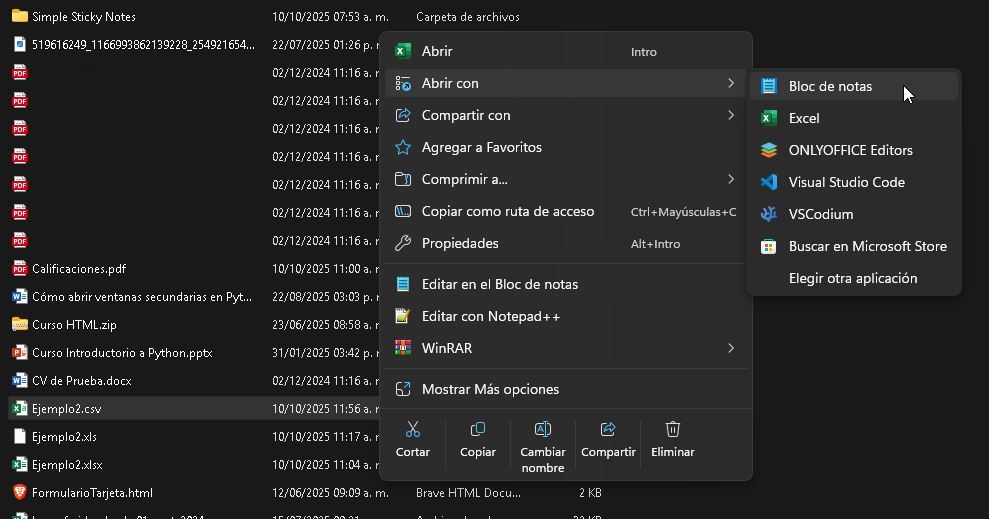 Gestión de archivos en Microsoft Excel - Salón de Clases