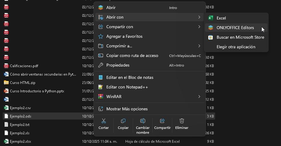 Gestión de archivos en Microsoft Excel - Salón de Clases