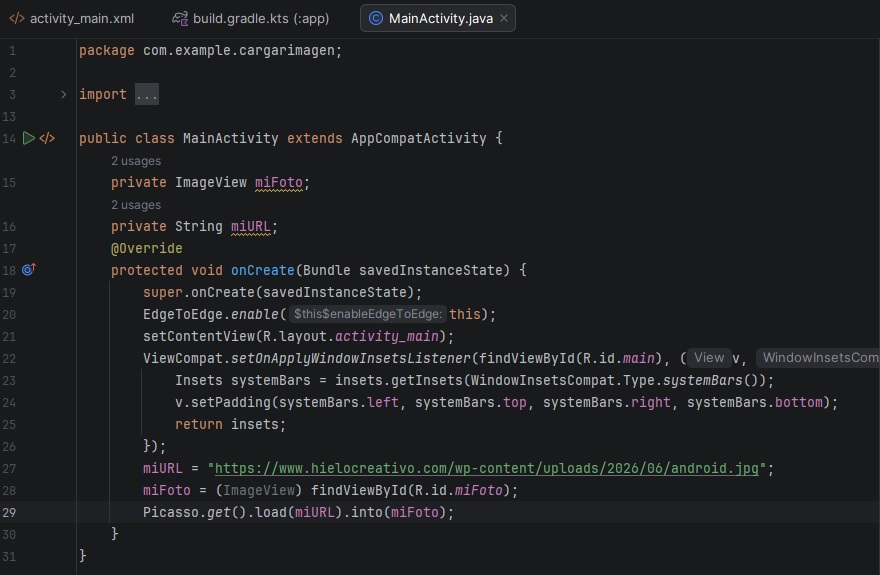 Cómo cargar imágenes desde una URL en Android - Hielo Creativo