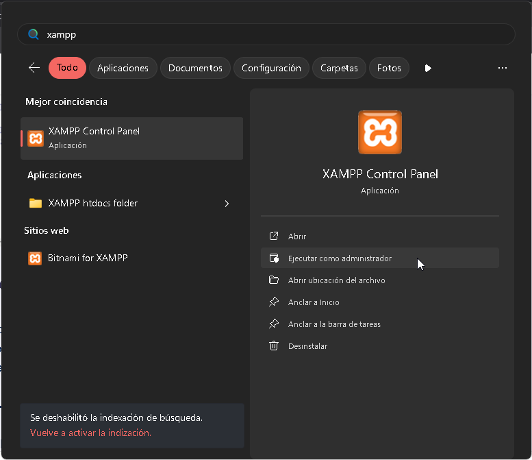 XAMPP Control Panel - Hielo Creativo