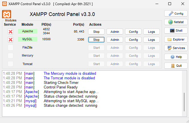 Apache y MySQL en XAMPP para Windows - Hielo Creativo