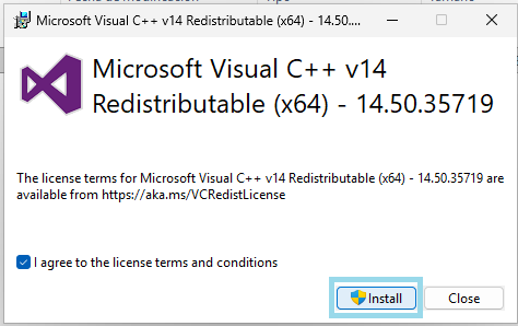 Instalar Microsoft Visual C++ redistributable - Hielo Creativo