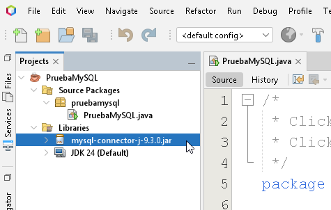 Archivo JAR agregado el proyecto de Netbeans - Hielo Creativo