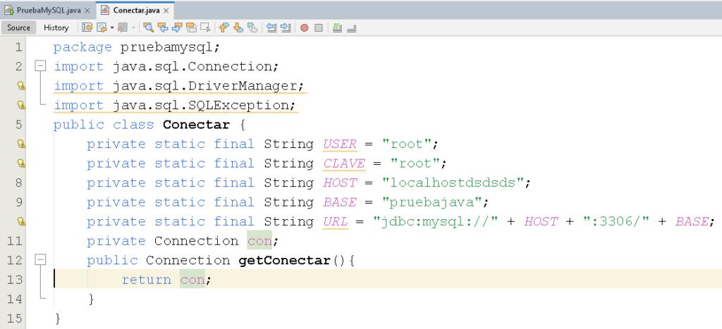 Clase conectar en Java para MySQL - Hielo Creativo