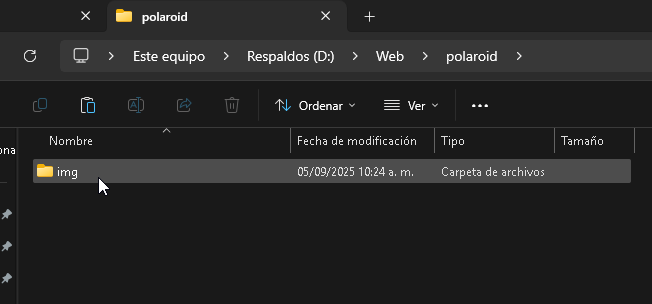 Carpeta para las imágenes del efecto polaroid en CSS - Hielo Creativo