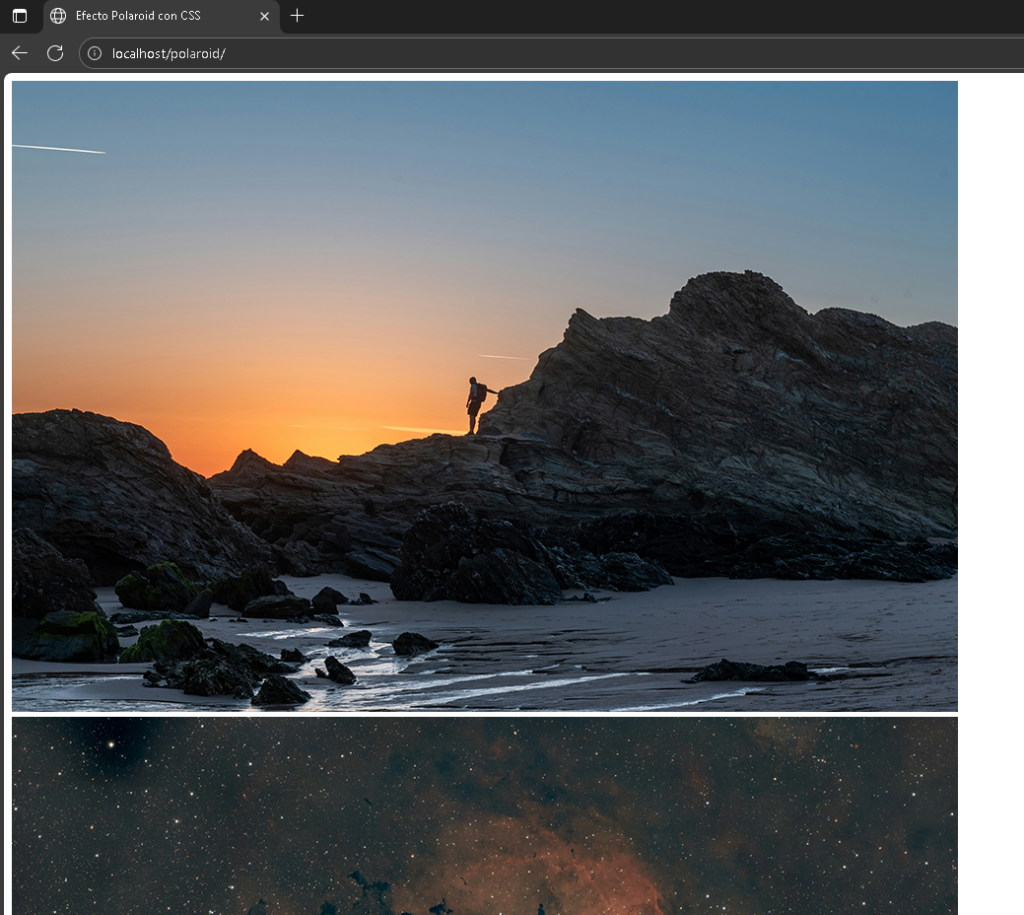 Primer avance de la galería con efecto polaroid en CSS - Hielo Creativo