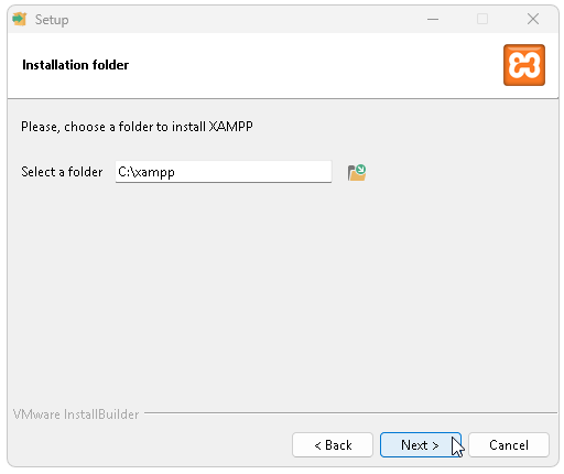 Selección de carpeta de instalación de XAMPP - Hielo Creativo