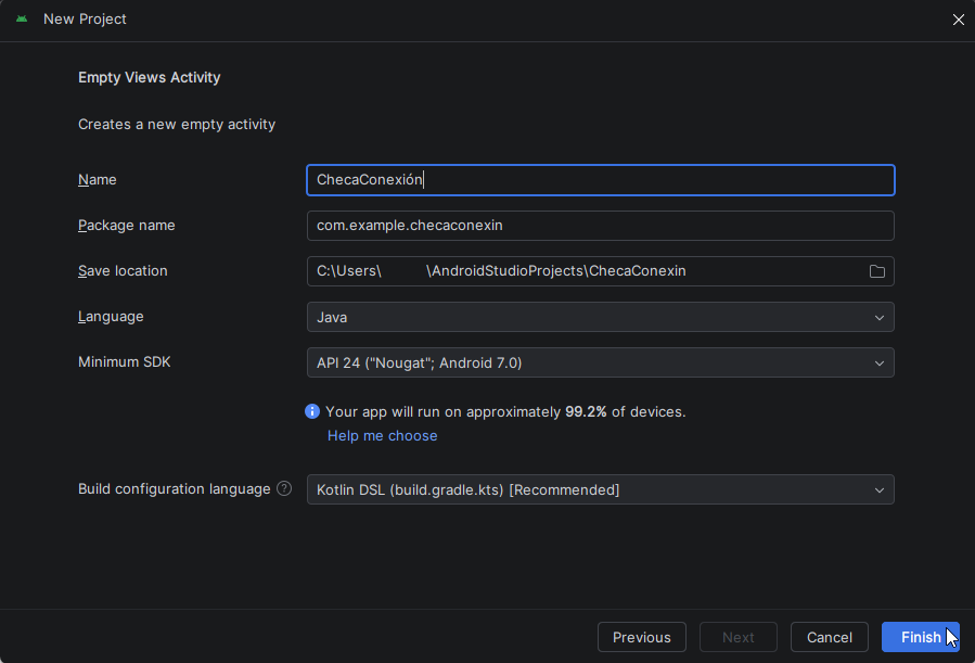 Iniciando un nuevo proyecto en Android Studio - Hielo Creativo