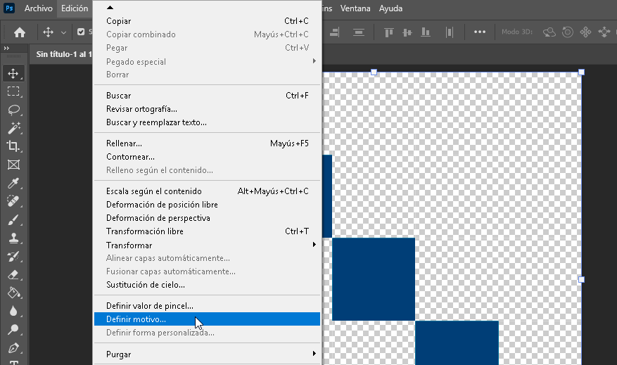 Definir motivo en Photoshop - Hielo Creativo