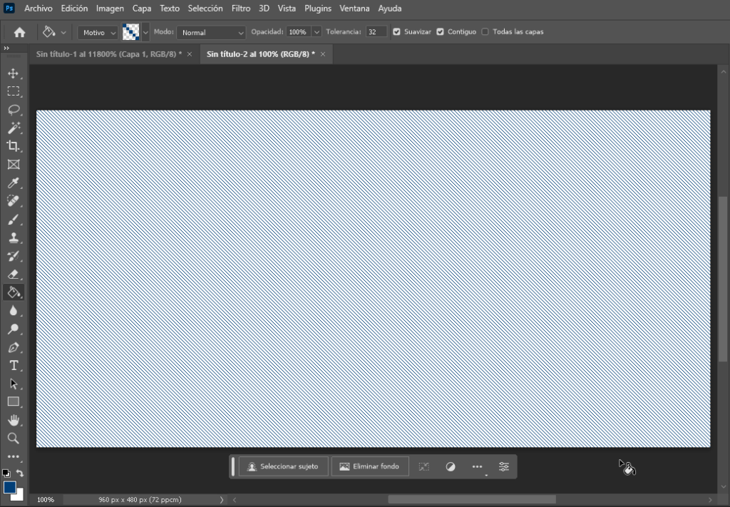 Aplicando patrón de rayas en Photoshop - Hielo Creativo