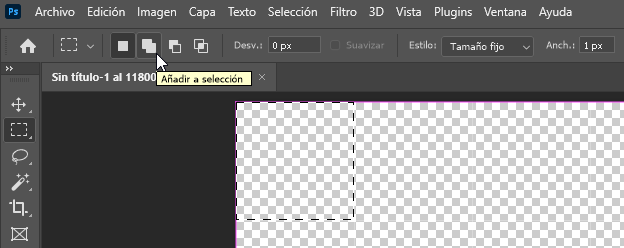Usando Marco rectangular en Photoshop - Hielo Creativo