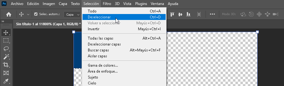 Deseleccionar en Photoshop - Hielo Creativo