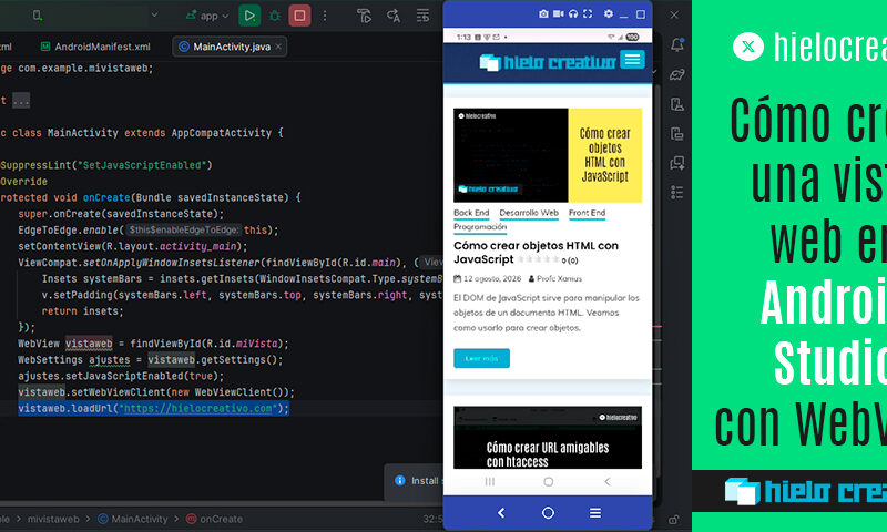 Cómo crear una vista web en Android Studio con WebView - Hielo Creativo
