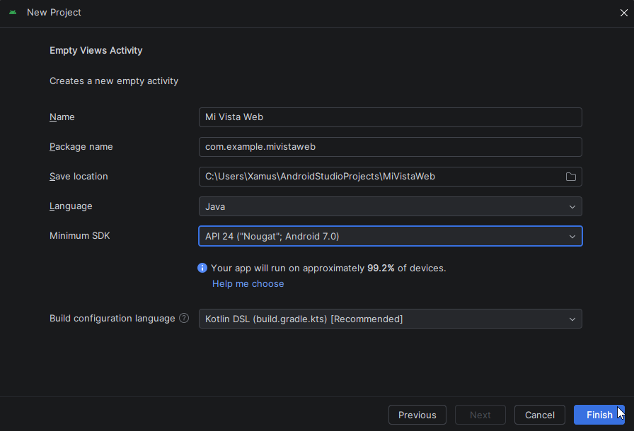 Creando un proyecto nuevo en Android Studio - Hielo Creativo