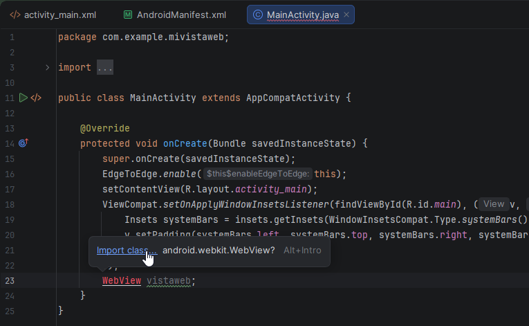Importar clase Java en Android - Hielo Creativo
