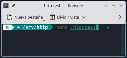 Editando archivo htaccess con nano en Manjaro Linux - Hielo Creativo