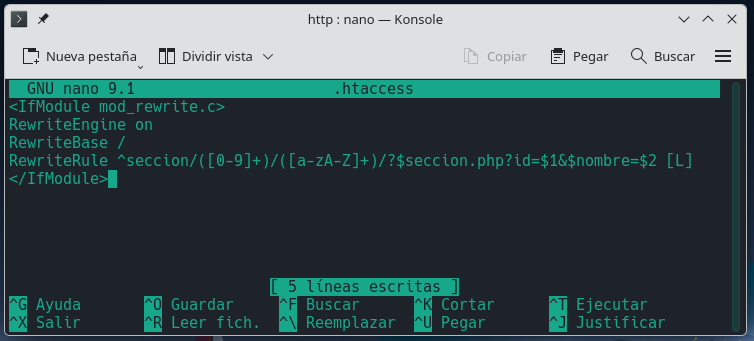 Archivo htaccess editado en Manjaro Linux - Hielo Creativo