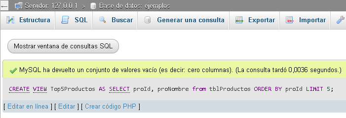 Creación de una vista en SQL - Hielo Creativo