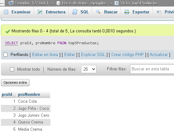 Ejecutando un SELECT sobre una vista en MySQL - Hielo Creativo
