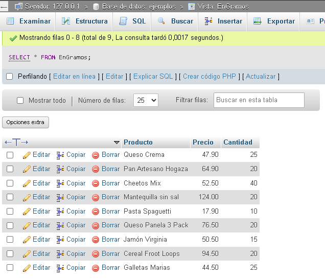 Resultados de un SELECT sobre una vista en SQL - Hielo Creativo
