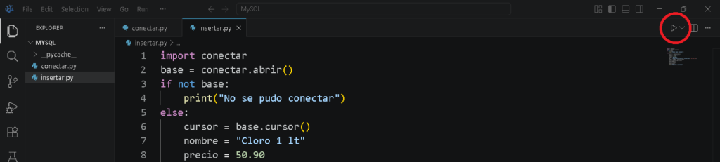 Ejecutar código Python - Hielo Creativo