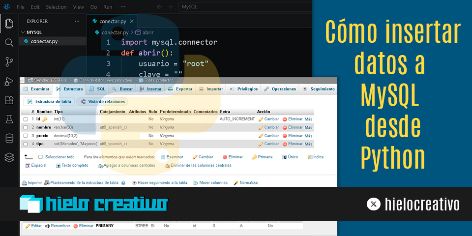 Cómo insertar datos a MySQL desde Python - Hielo Creativo