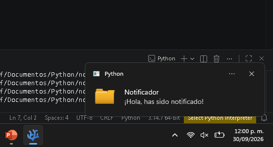 Notificación de escritorio con ícono en Python - Hielo Creativo