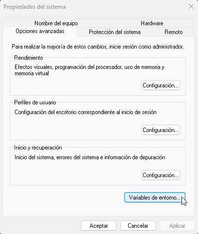 Variables de entorno del sistema Windows - Hielo Creativo