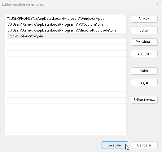 Finalizando la edición de variables de entorno - Hielo Creativo