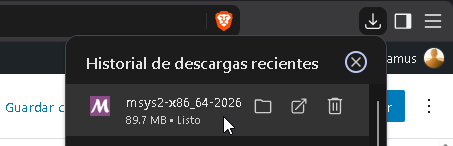 Abriendo descarga del instalador de MSYS2 - Hielo Creativo