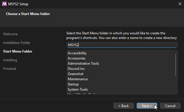 Tercer paso para instalar MSYS2 en Windows - Hielo Creativo