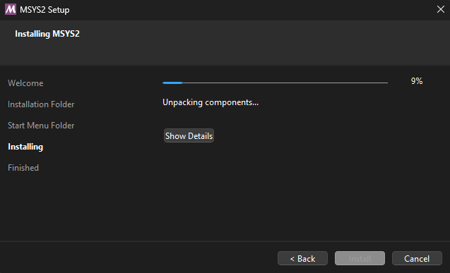 Cuarto paso para instalar MSYS2 en Windows - Hielo Creativo