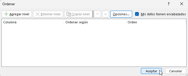 Eliminar niveles de ordenamiento en Excel - Hielo Creativo