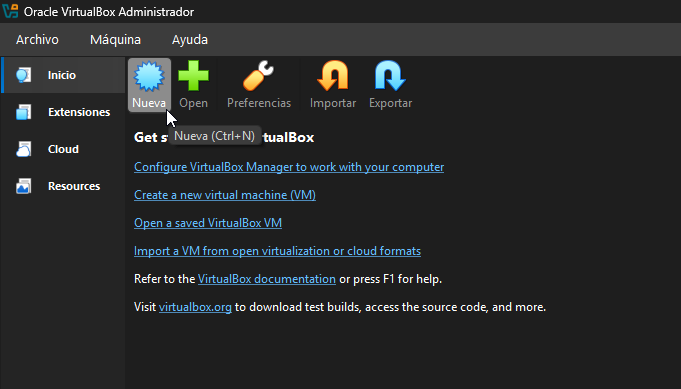 Nueva máquina virtual en VirtualBox - Hielo Creativo