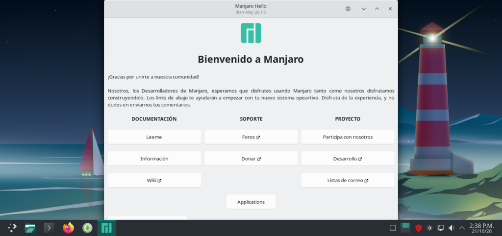Escritorio de Manjaro Linux - Hielo Creativo