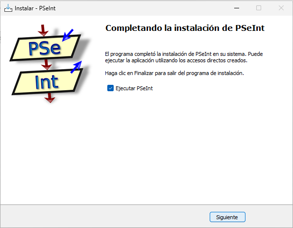 Finalizar la instalación de PSeInt - Hielo Creativo