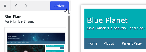 Instalar y activar tema de WordPress - Hielo Creativo