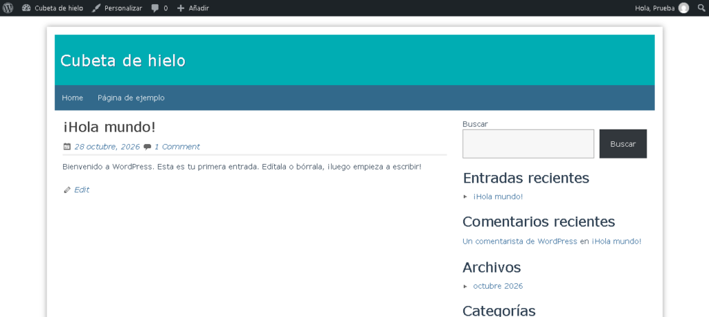 Tema de WordPress instalado - Hielo Creativo