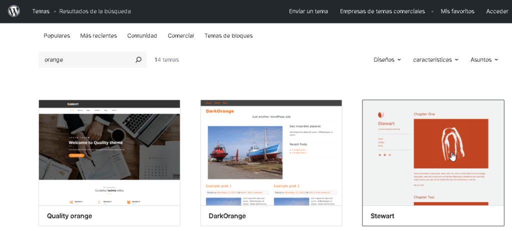 Seleccionando un tema de WordPress - Hielo Creativo