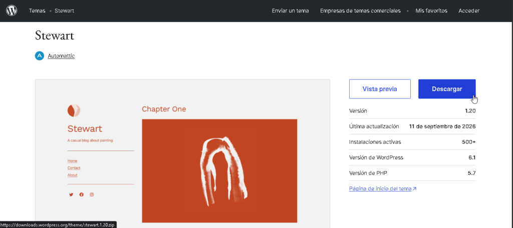 Descargando un tema de WordPress - Hielo Creativo