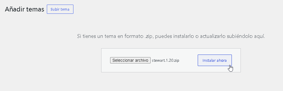 Instalar ahora tema de WordPress - Hielo Creativo