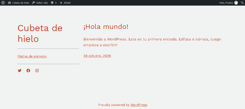 Tema de WordPress instalado - Hielo Creativo